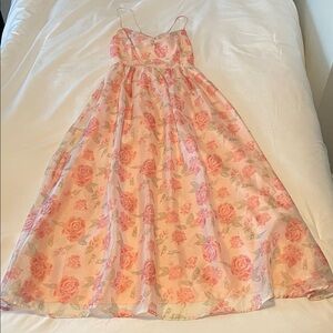 Women’s Storia Floral Pink A-Line Dress with Spaghetti Straps